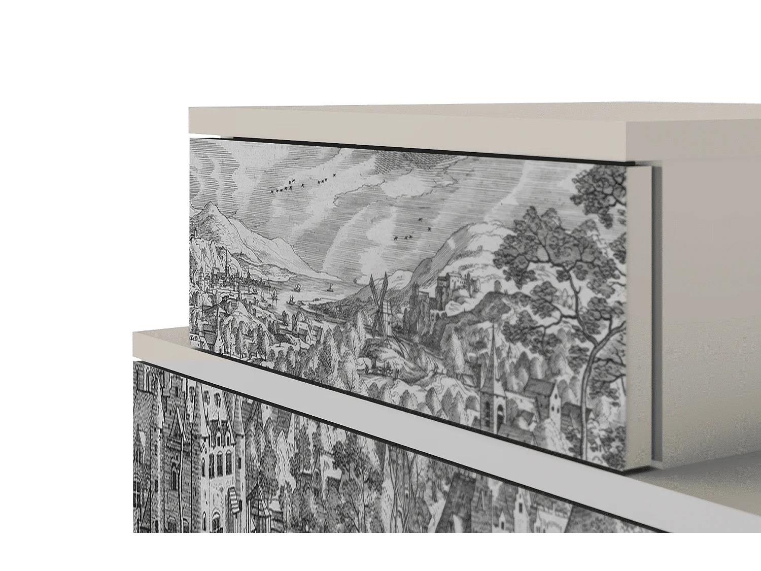 Table de nuit - 58х58х41 cm - NS1 - Bird Dropping, Sable