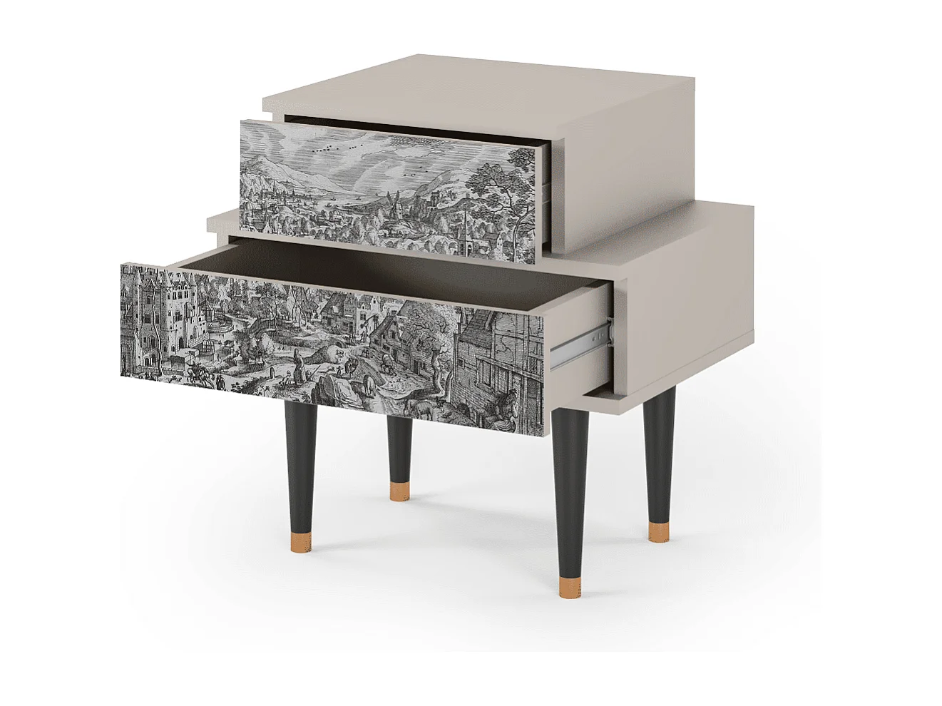 Table de nuit - 58х58х41 cm - NS1 - Bird Dropping, Sable