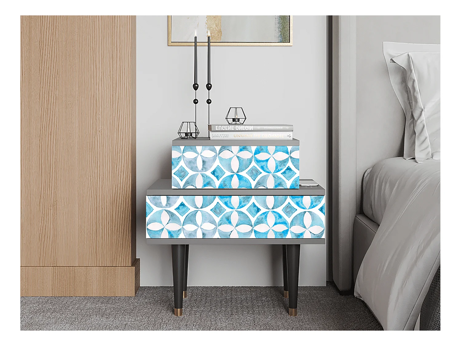 Table de nuit - 58х58х41 cm - NS1 - Porto Mood, Gris