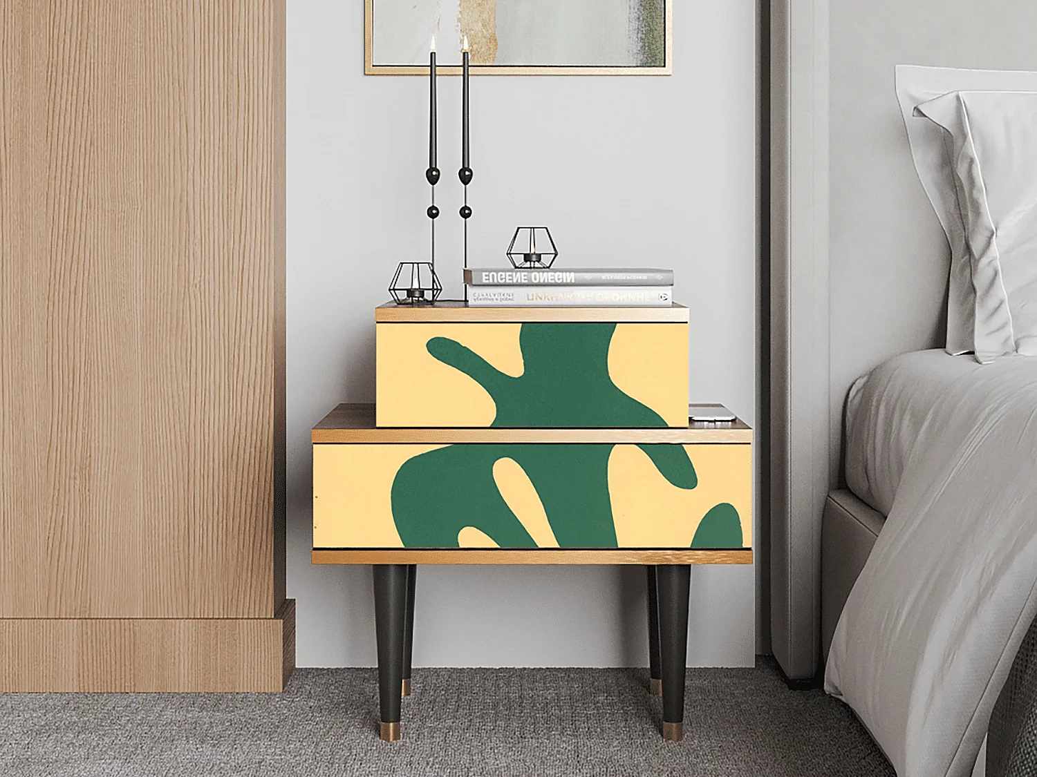 Stolik nocny - 58х58х41 cm - NS1 - Constellations by Arp, Orzech