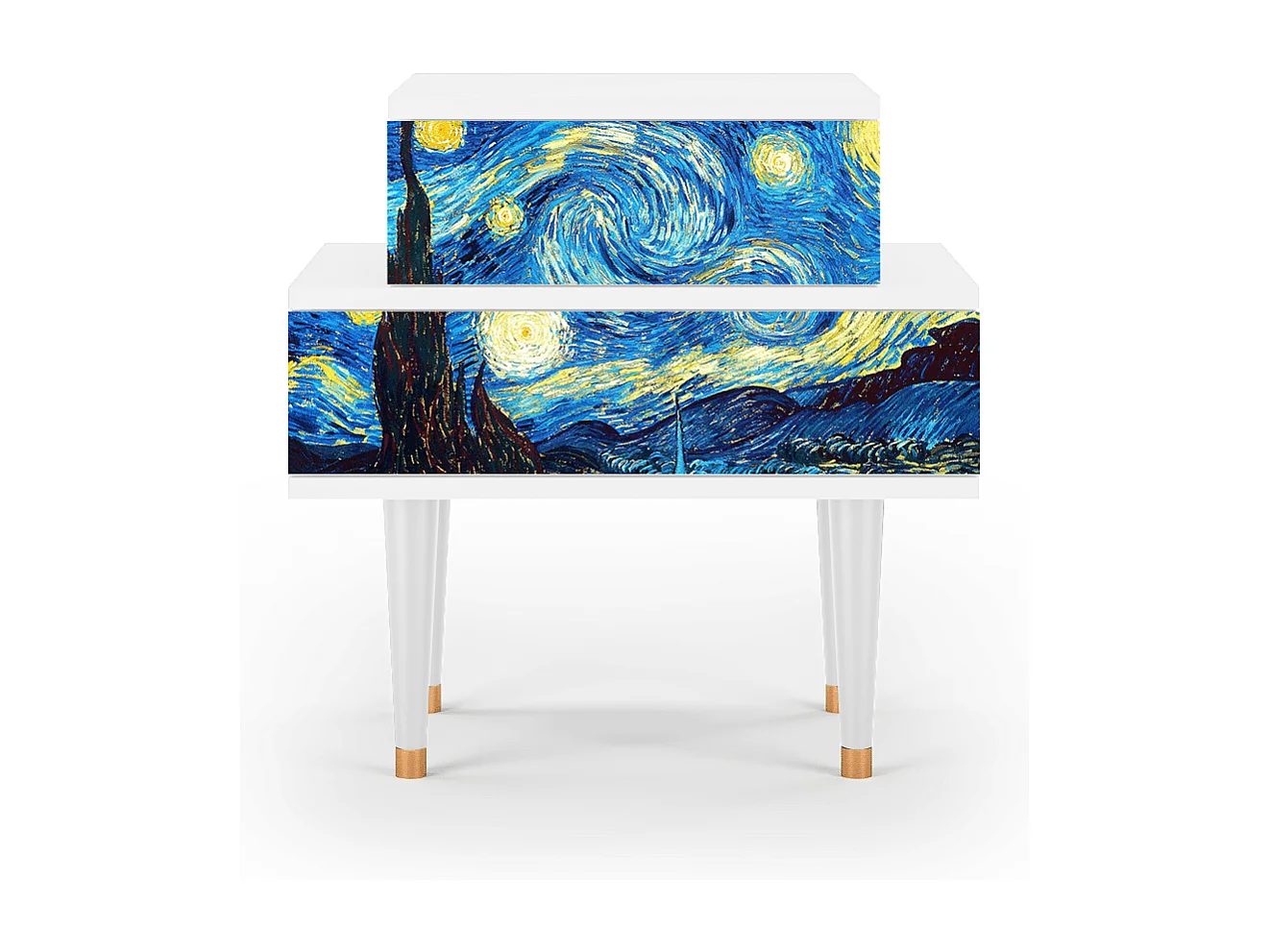 Table de nuit - 58х58х41 cm - NS1 - The Starry Night  , Blanc