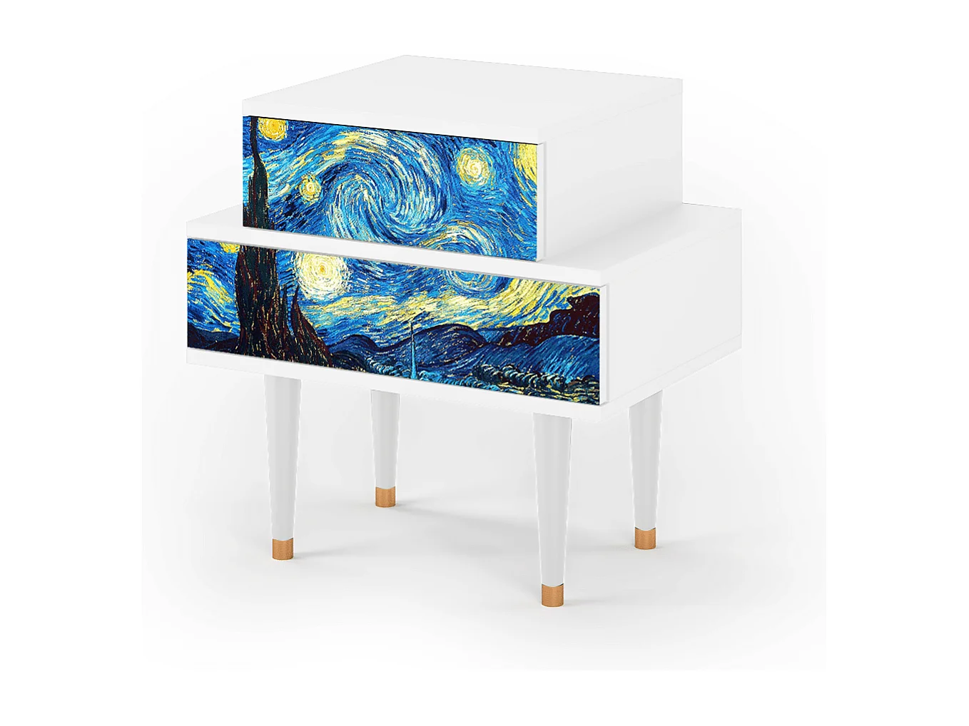 Table de nuit - 58х58х41 cm - NS1 - The Starry Night  , Blanc