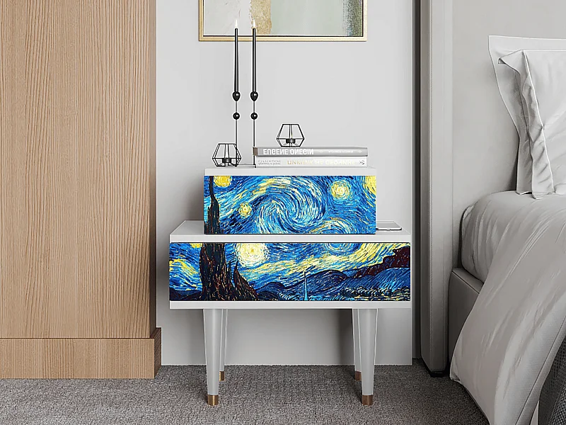 Table de nuit - 58х58х41 cm - NS1 - The Starry Night  , Blanc