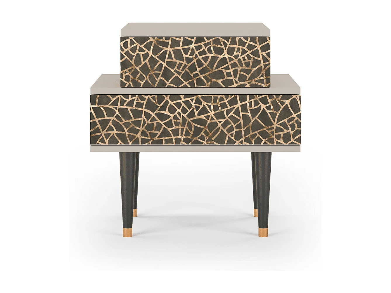 Stolik nocny - 58х58х41 cm - NS1 - Enlarged Leaf, Piaskowy