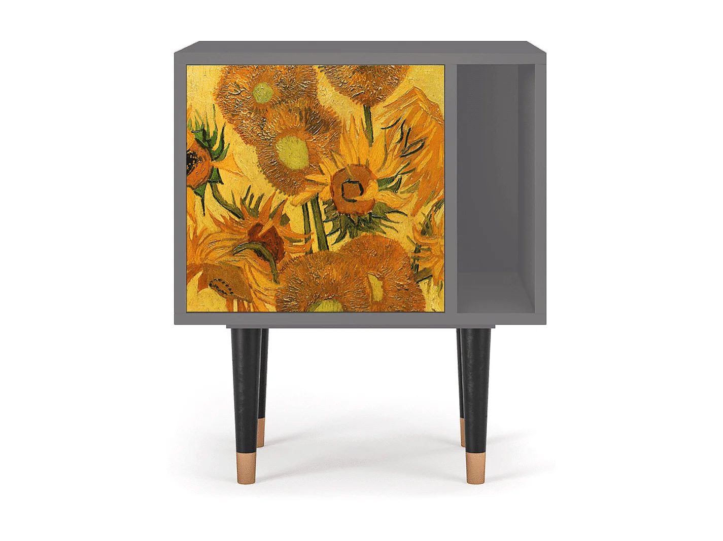 Stolik nocny - 57х69х48 cm - S2 - Sunflowers, Szary