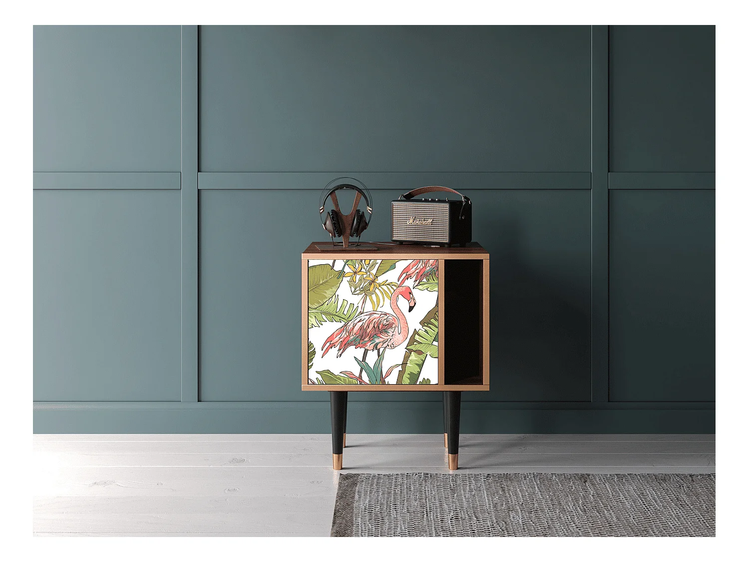 Comodino - 57х69х48 cm - S2 - Sweet Flamingo, Noce