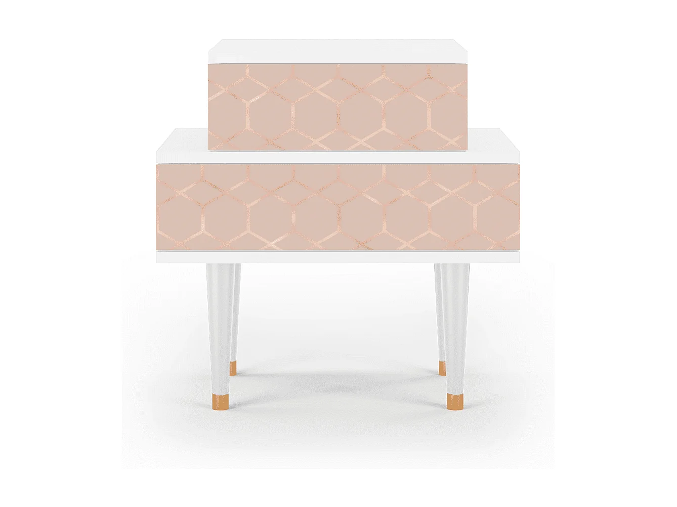 Table de nuit - 58х58х41 cm - NS1 - Rose Honeycomb, Blanc