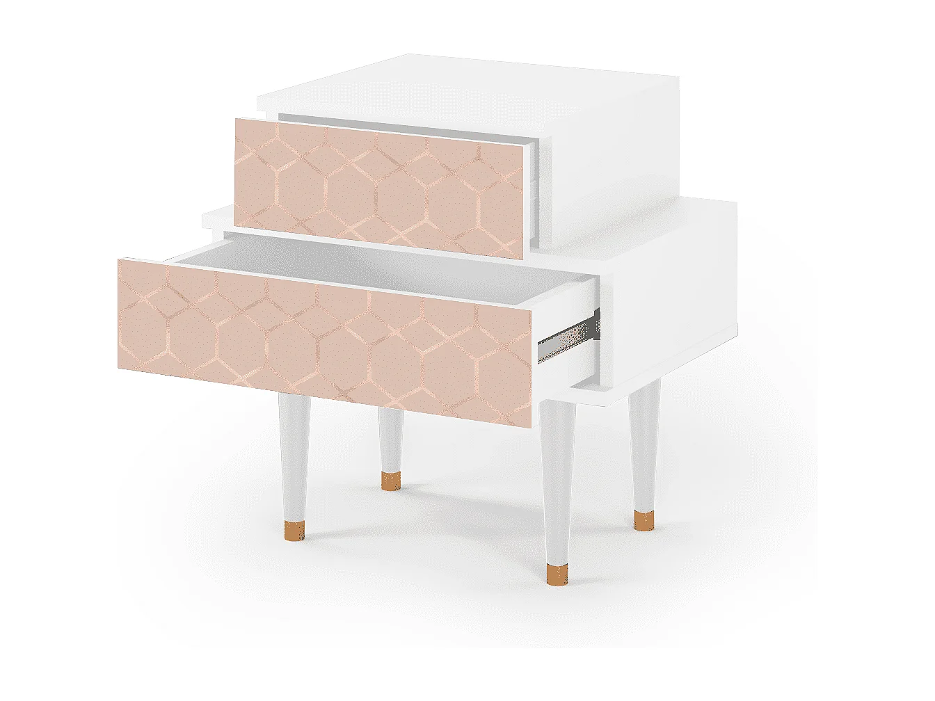 Table de nuit - 58х58х41 cm - NS1 - Rose Honeycomb, Blanc