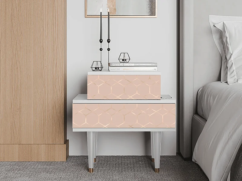 Table de nuit - 58х58х41 cm - NS1 - Rose Honeycomb, Blanc