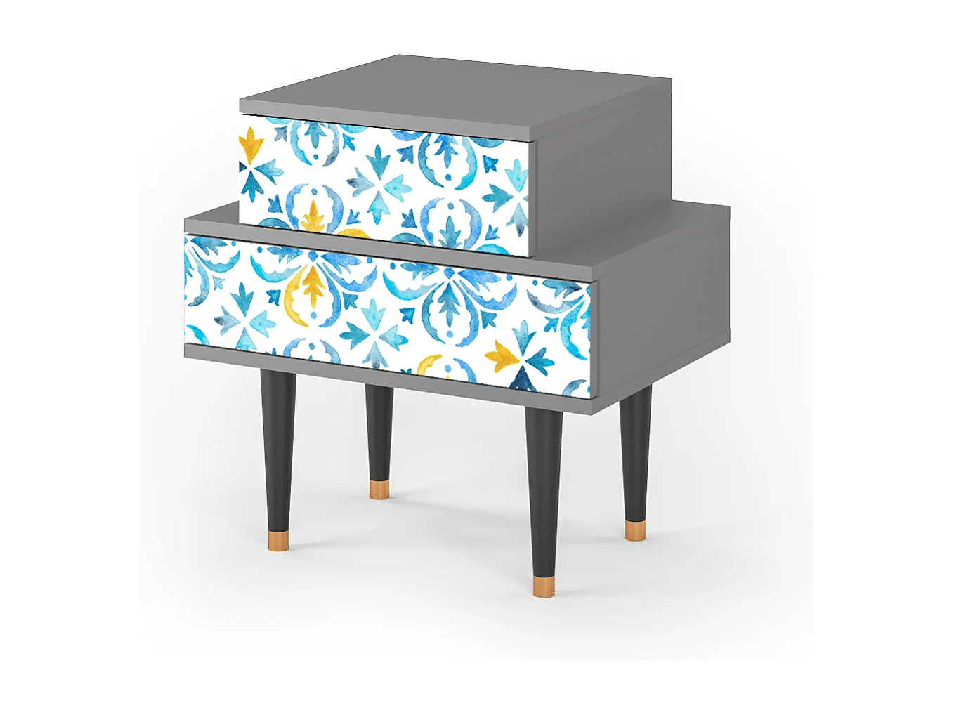 Stolik nocny - 58х58х41 cm - NS1 - Lisbon Flover, Szary