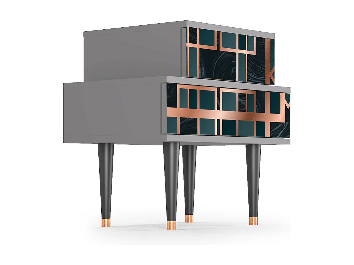 Table de nuit - 58х58х41 cm - NS1 - Emerald Metro, Gris