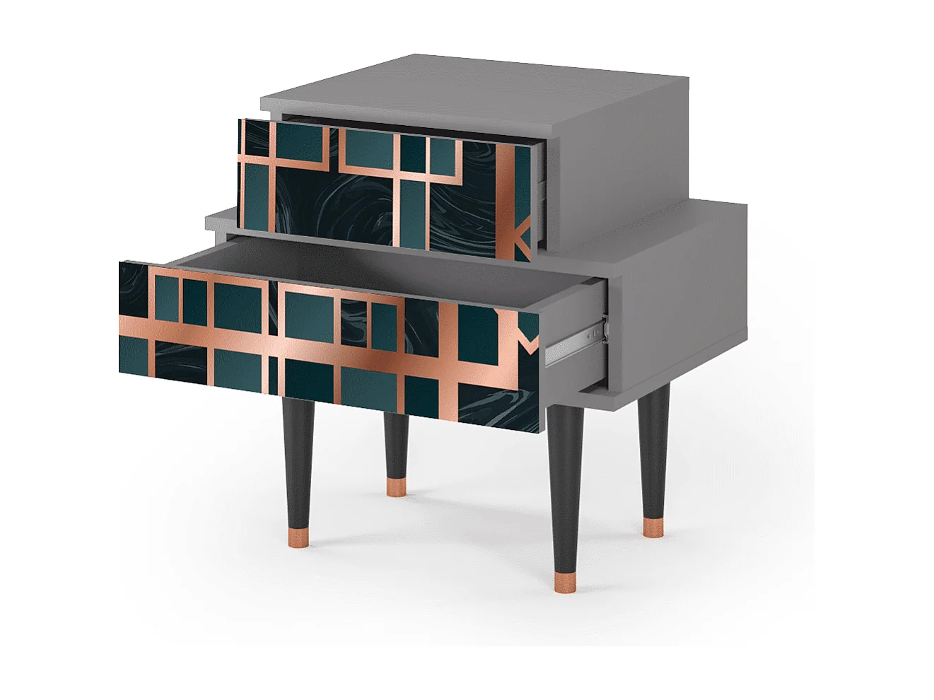 Table de nuit - 58х58х41 cm - NS1 - Emerald Metro, Gris