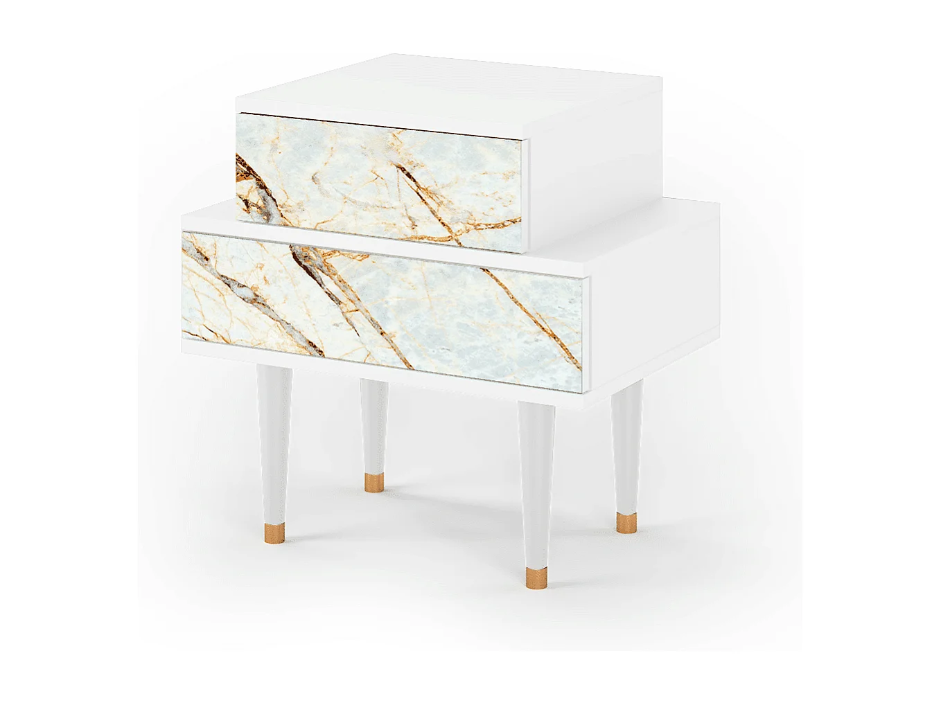 Stolik nocny - 58х58х41 cm - NS1 - Piaskowyy Marble, Biały