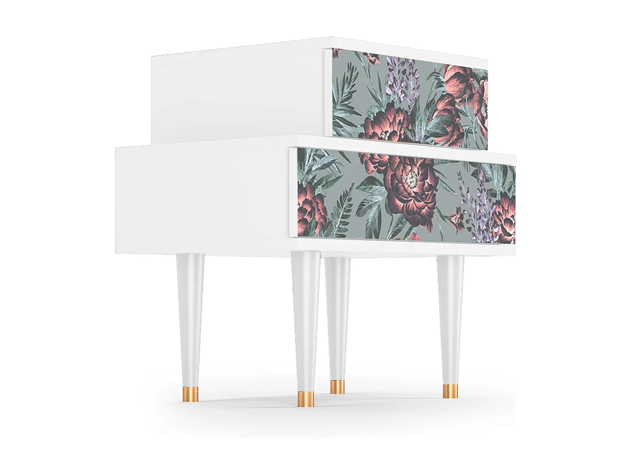 Stolik nocny - 58х58х41 cm - NS1 - Piaskowyy Marble, Biały