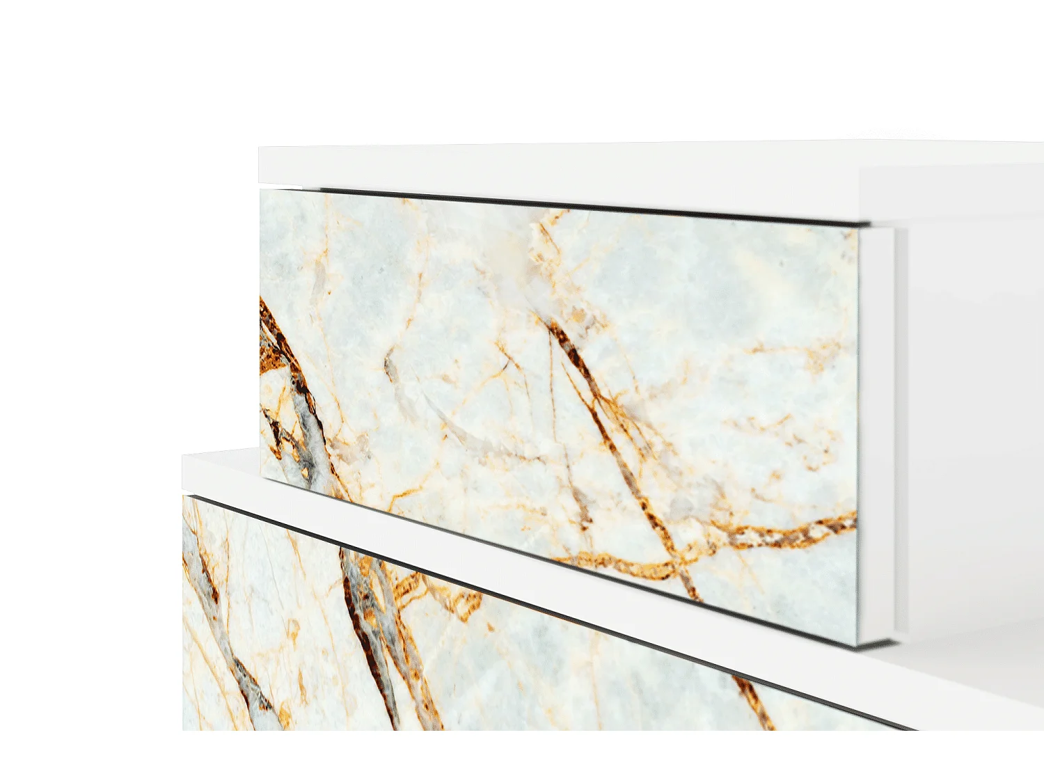 Stolik nocny - 58х58х41 cm - NS1 - Piaskowyy Marble, Biały