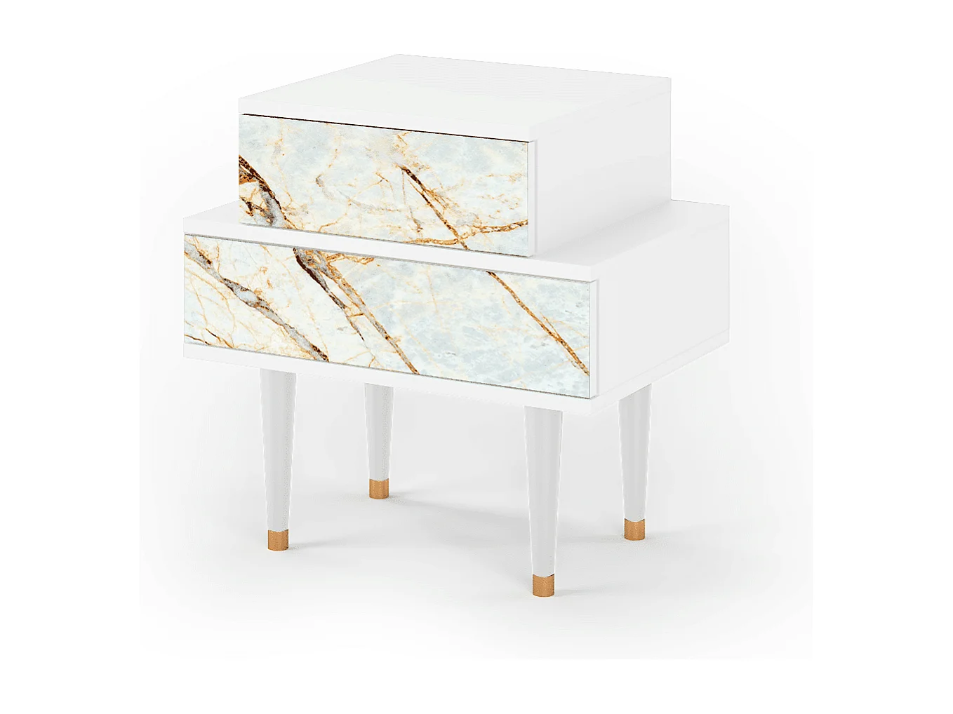 Stolik nocny - 58х58х41 cm - NS1 - Piaskowyy Marble, Biały