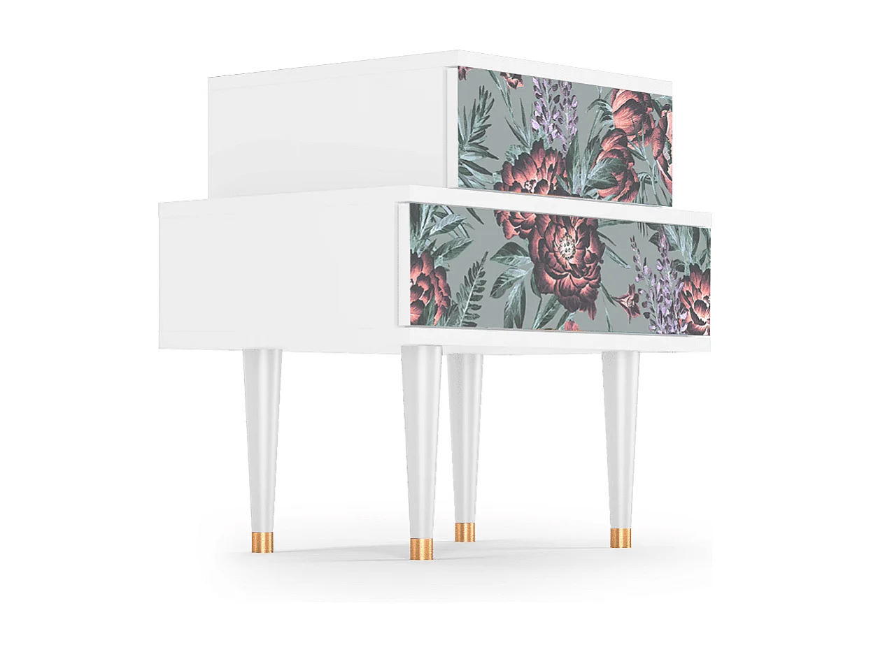 Stolik nocny - 58х58х41 cm - NS1 - Piaskowyy Marble, Biały