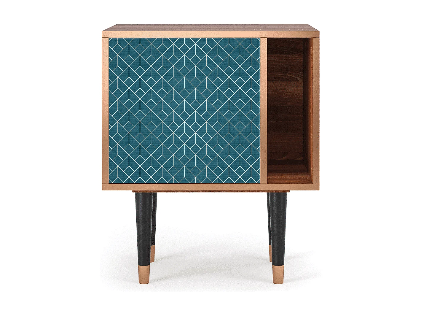 Table de nuit - 57х69х48 cm - S2 - Turquoise Geometry, Noyer