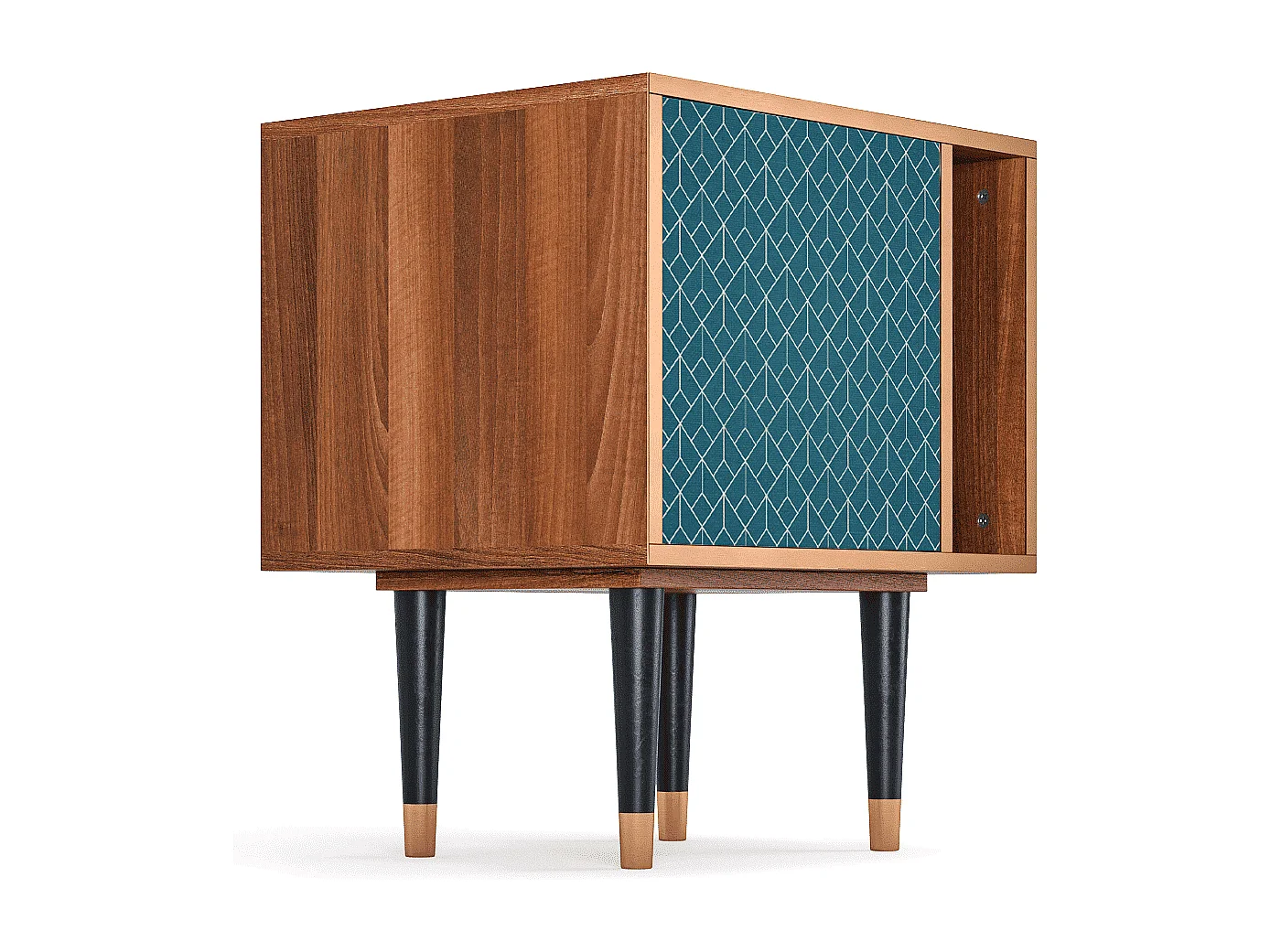 Table de nuit - 57х69х48 cm - S2 - Turquoise Geometry, Noyer