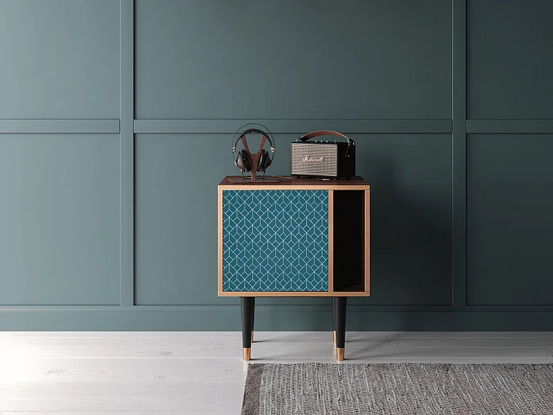 Table de nuit - 57х69х48 cm - S2 - Turquoise Geometry, Noyer