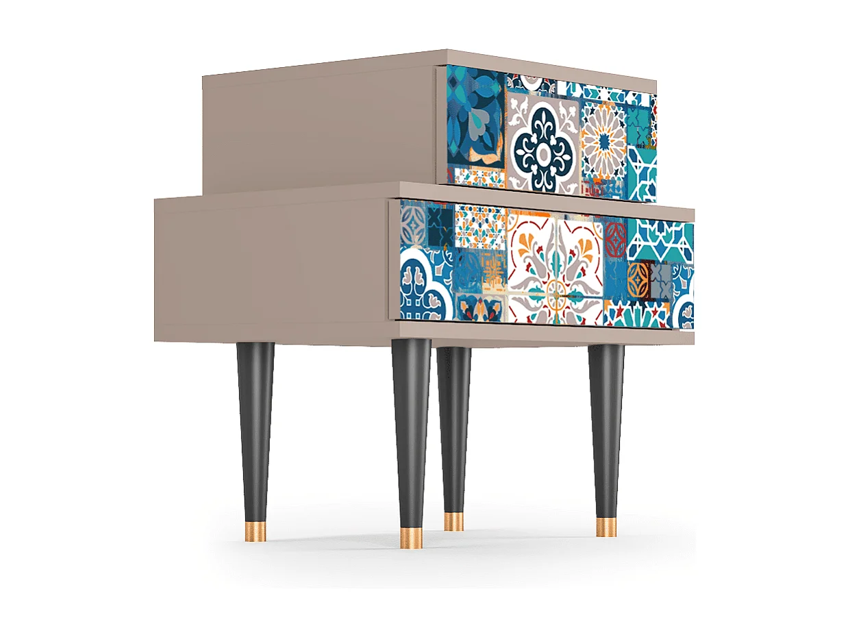 Table de nuit - 58х58х41 cm - NS1 - Moroccan Market, Latte