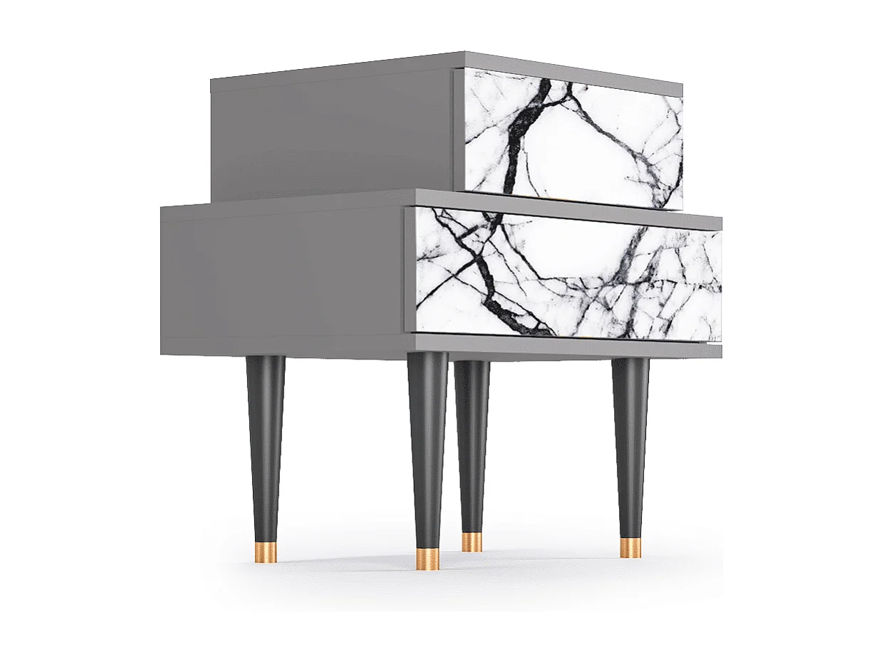 Table de nuit - 58х58х41 cm - NS1 - Raven Marble, Gris
