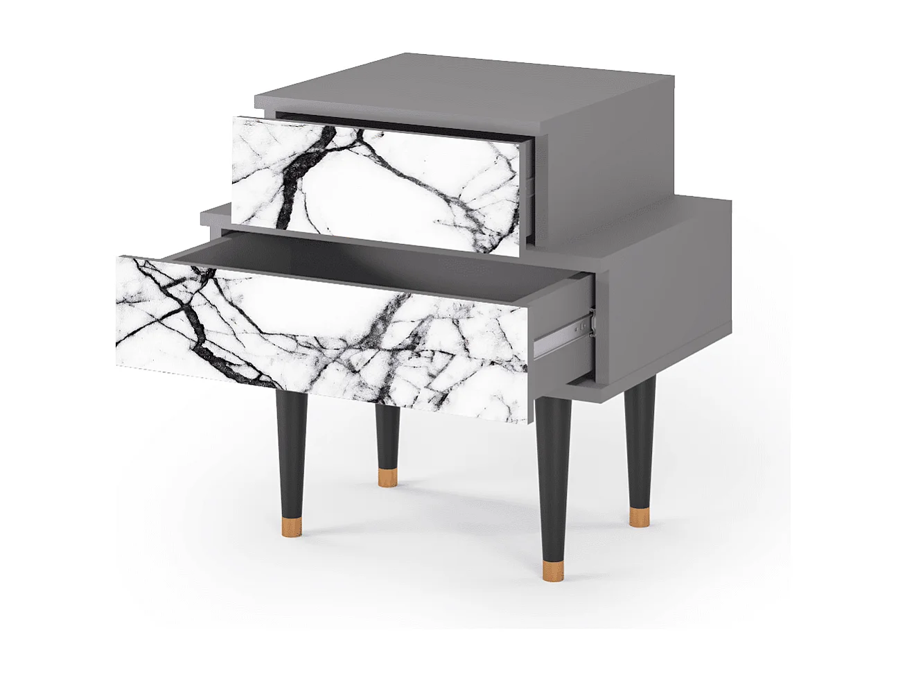 Table de nuit - 58х58х41 cm - NS1 - Raven Marble, Gris