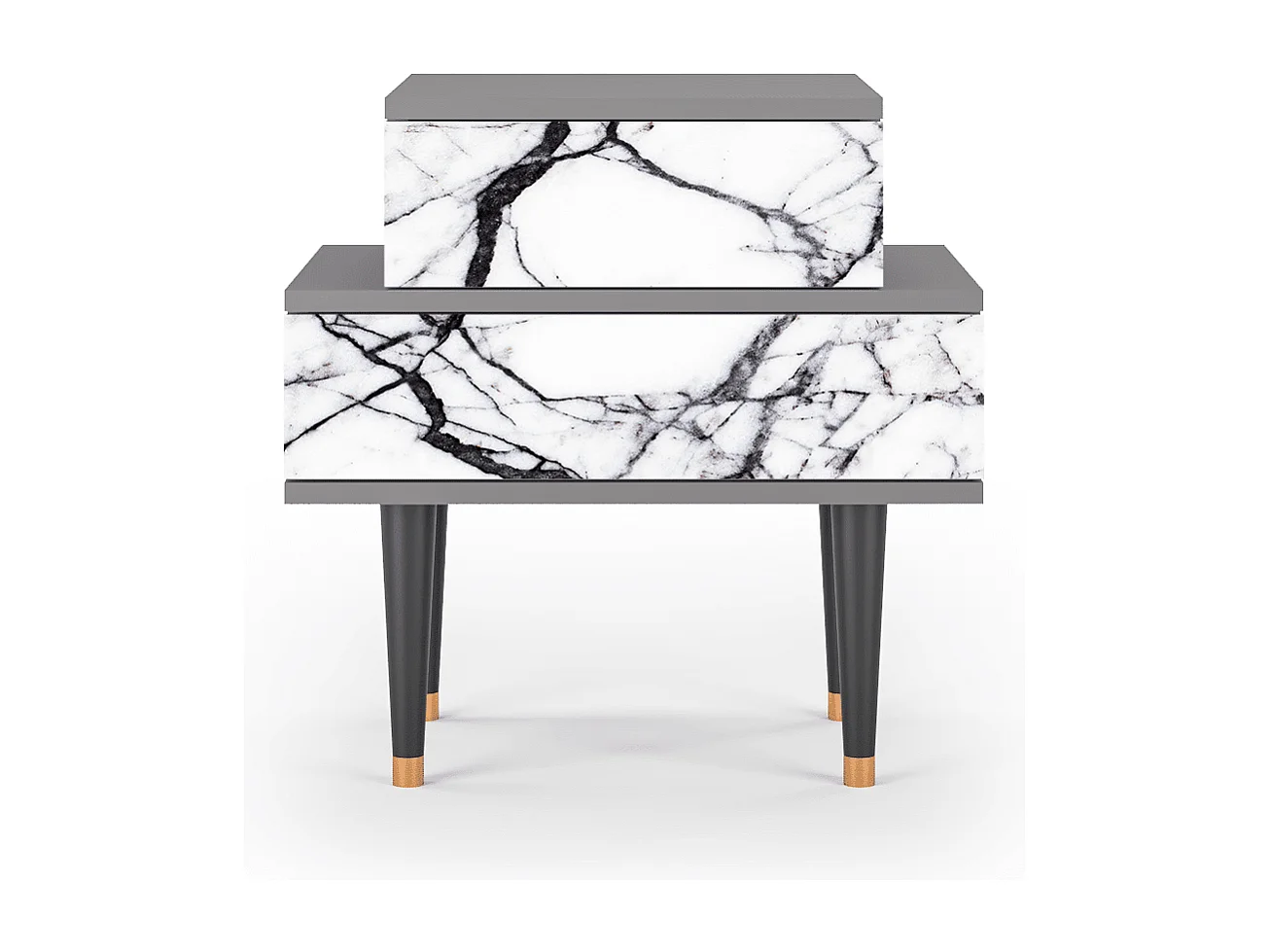 Table de nuit - 58х58х41 cm - NS1 - Raven Marble, Gris
