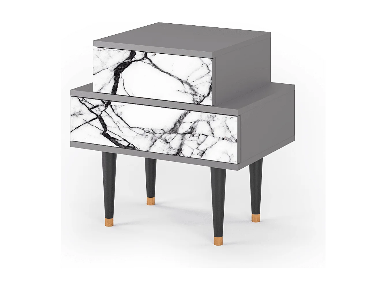 Table de nuit - 58х58х41 cm - NS1 - Raven Marble, Gris