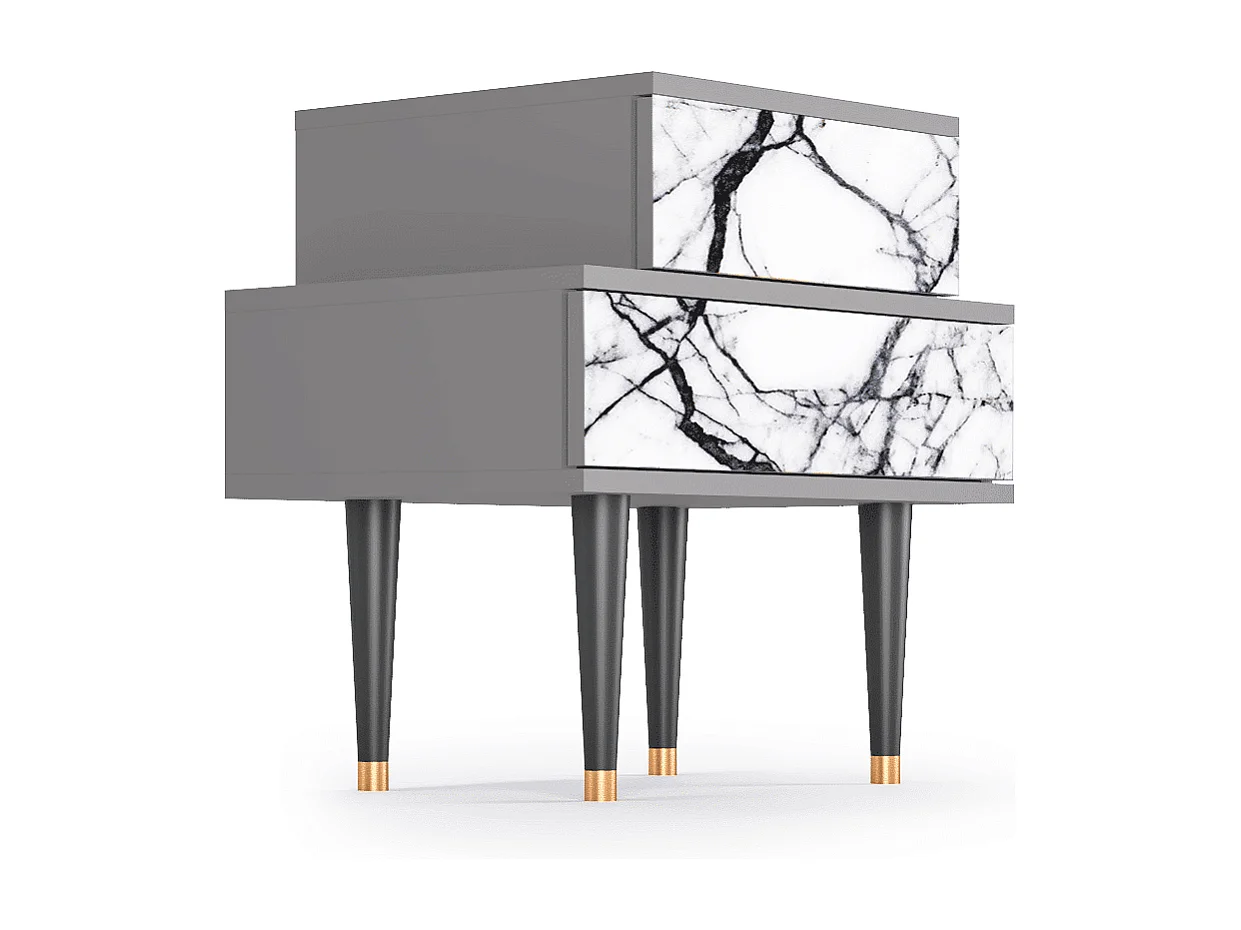 Nachtkastje - 58х58х41 cm - NS1 - Raven Marble, Grijs