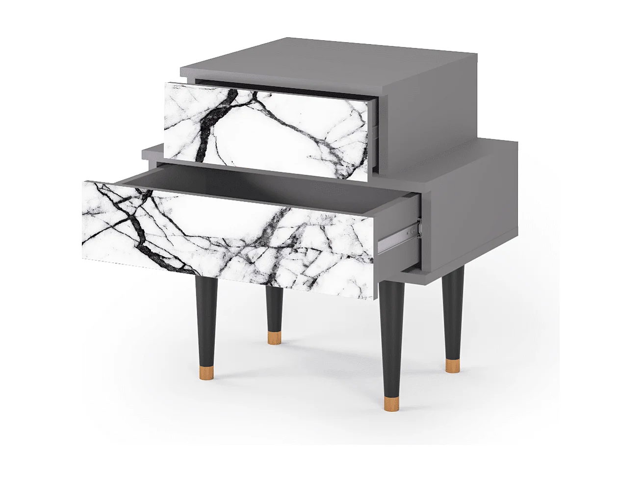 Nachtkastje - 58х58х41 cm - NS1 - Raven Marble, Grijs