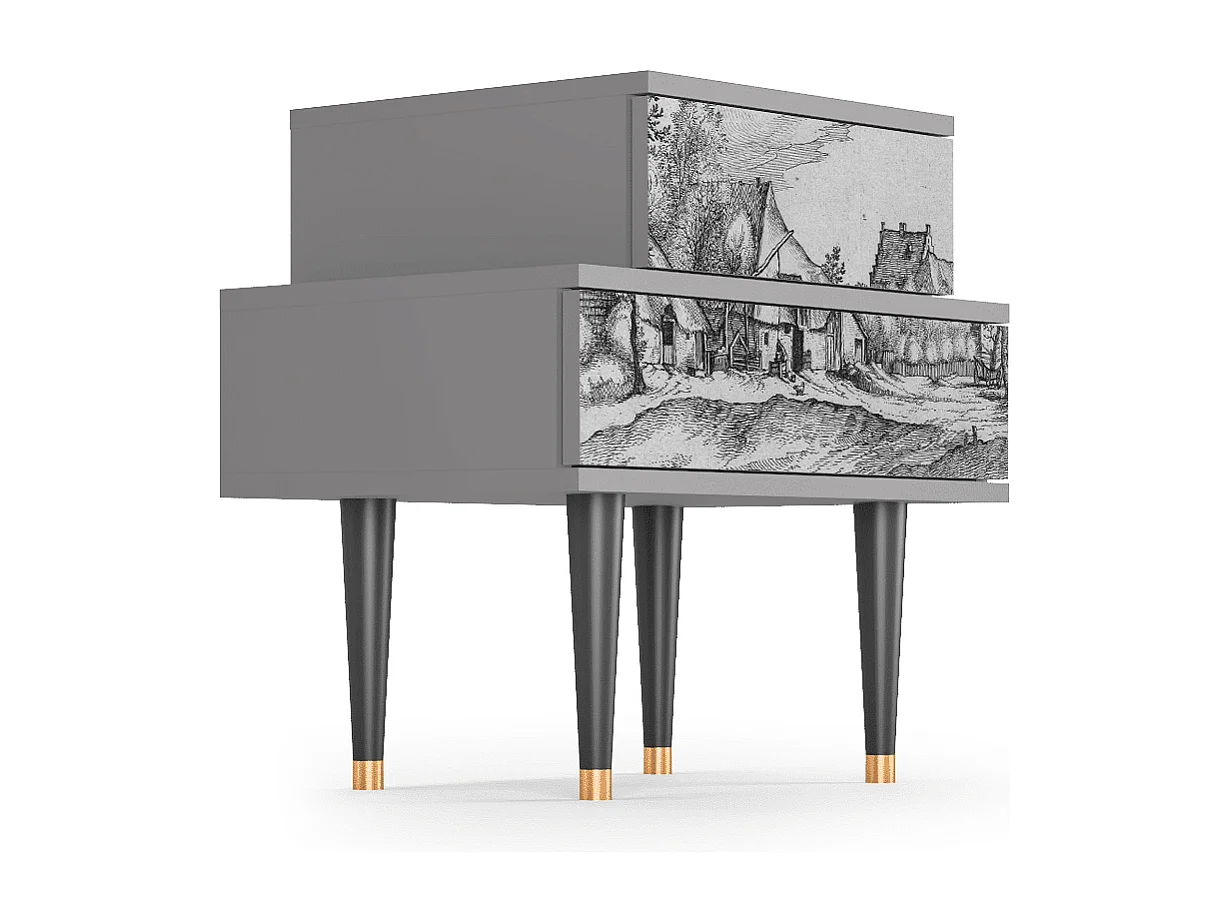 Table de nuit - 58х58х41 cm - NS1 - Farms in a Village, Gris