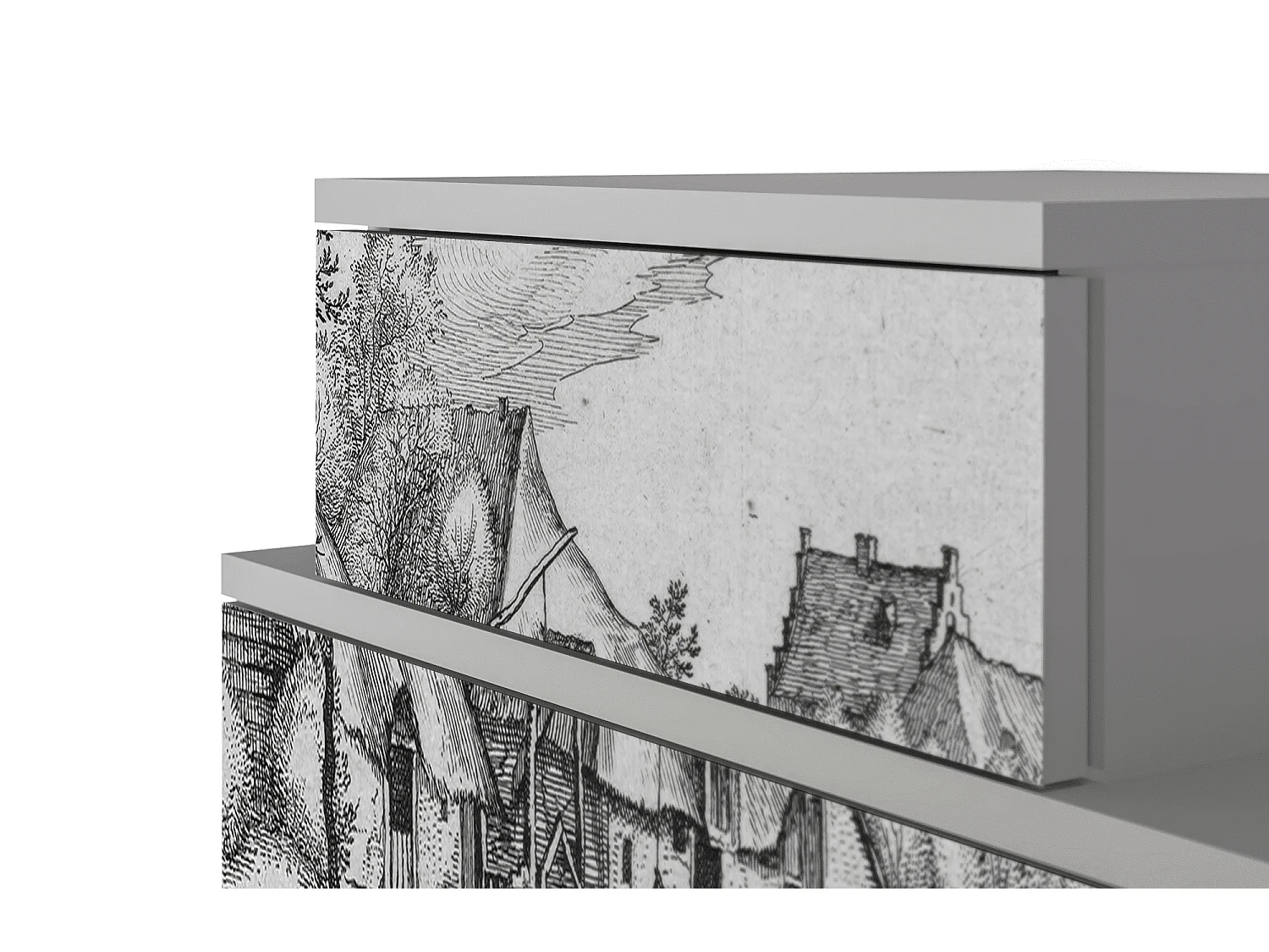 Table de nuit - 58х58х41 cm - NS1 - Farms in a Village, Gris