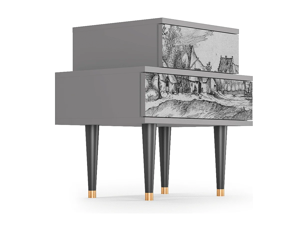 Criado-mudo - 58х58х41 cm - NS1 - Farms in a Village, Cinza