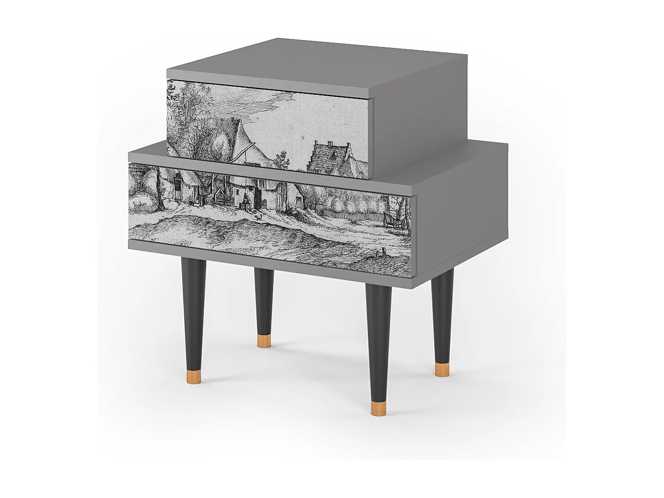 Criado-mudo - 58х58х41 cm - NS1 - Farms in a Village, Cinza