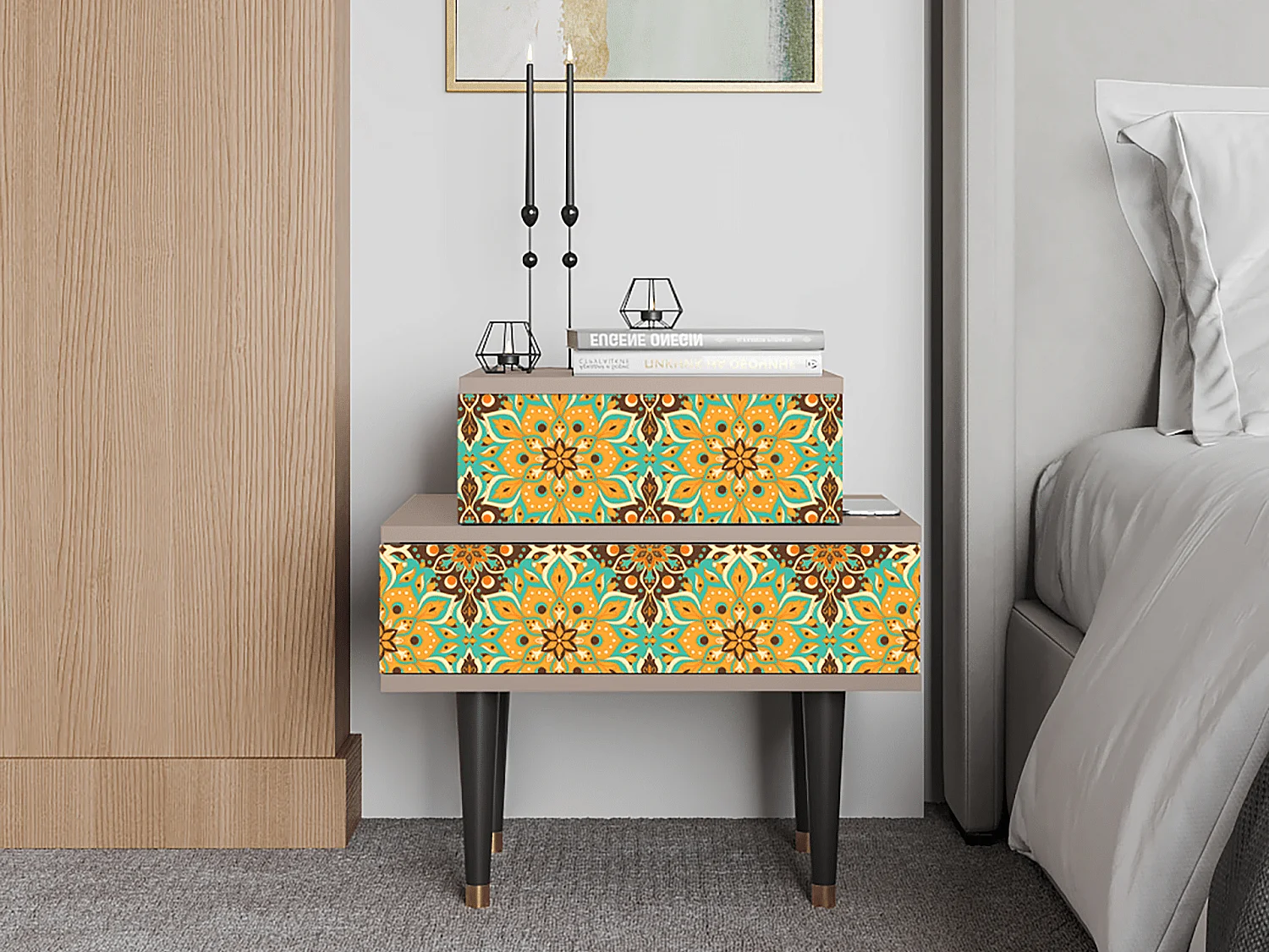 Table de nuit - 58х58х41 cm - NS1 - Indian Spices, Latte