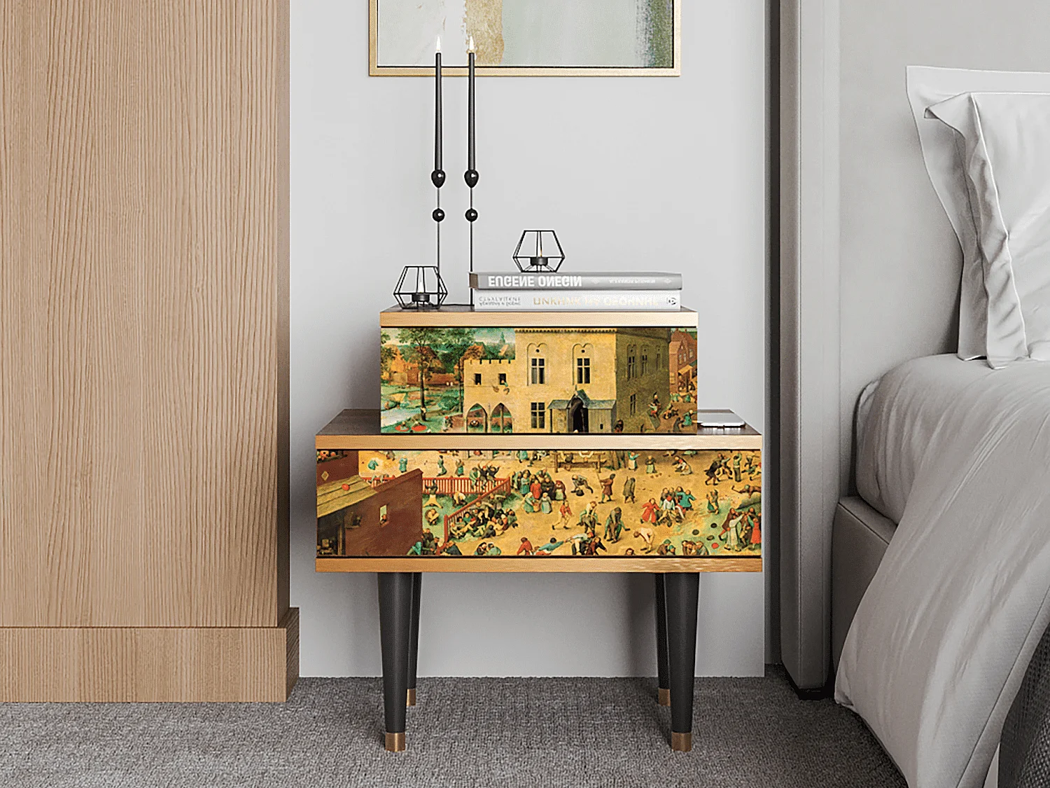 Stolik nocny - 58х58х41 cm - NS1 - Children Games, Orzech