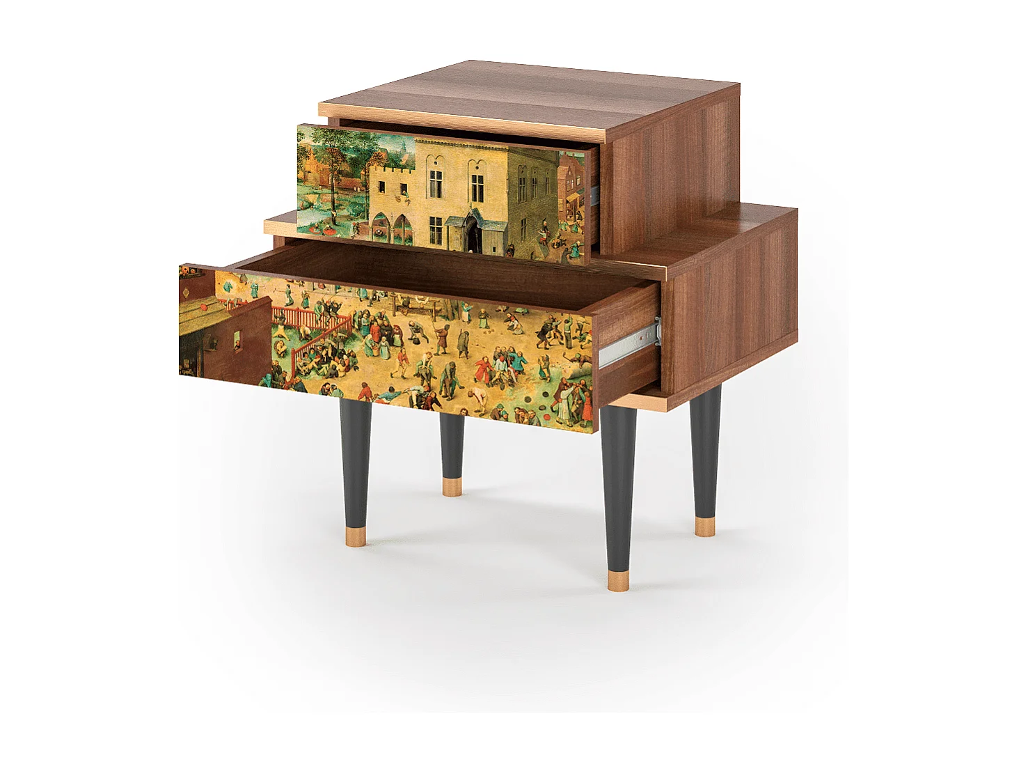 Stolik nocny - 58х58х41 cm - NS1 - Children Games, Orzech