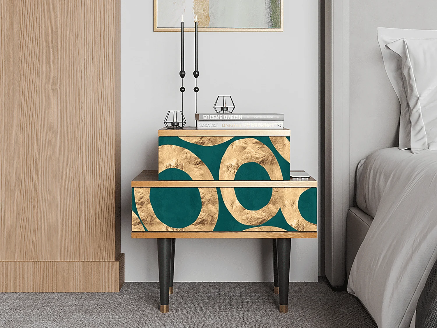 Table de nuit - 58х58х41 cm - NS1 - Zircon Sphere, Noyer