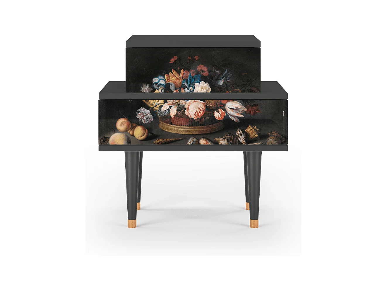 Table de nuit - 58х58х41 cm - NS1 - Still Life with Flowers, Anthracite