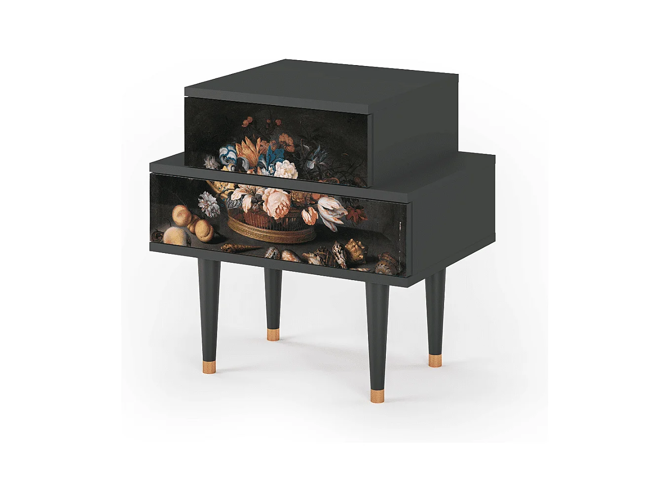 Table de nuit - 58х58х41 cm - NS1 - Still Life with Flowers, Anthracite