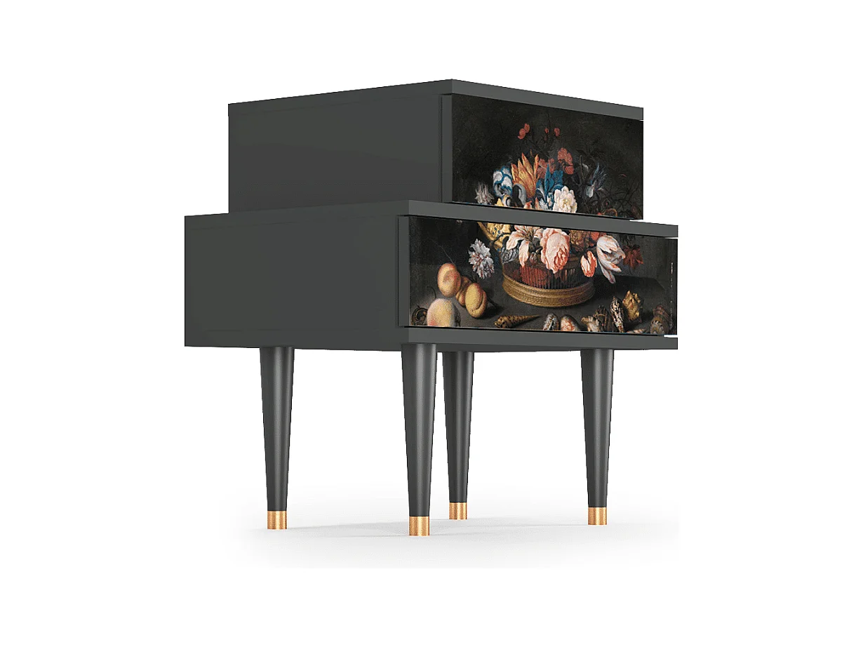 Table de nuit - 58х58х41 cm - NS1 - Still Life with Flowers, Anthracite