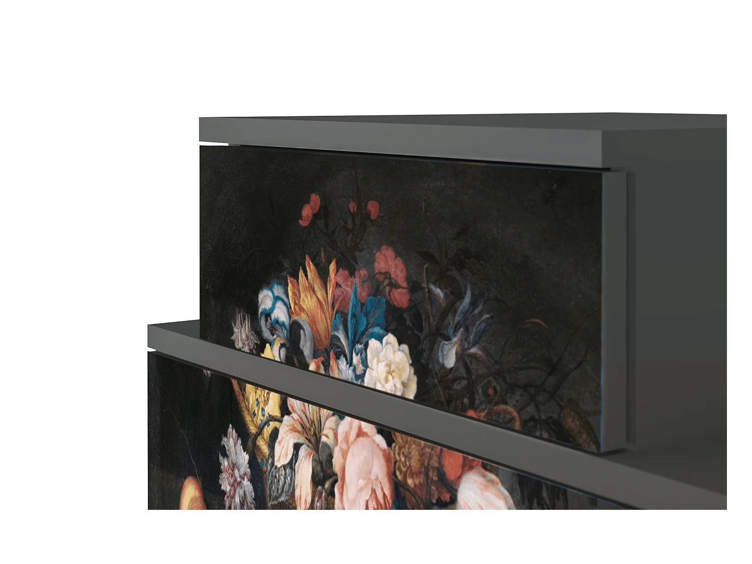 Table de nuit - 58х58х41 cm - NS1 - Still Life with Flowers, Anthracite