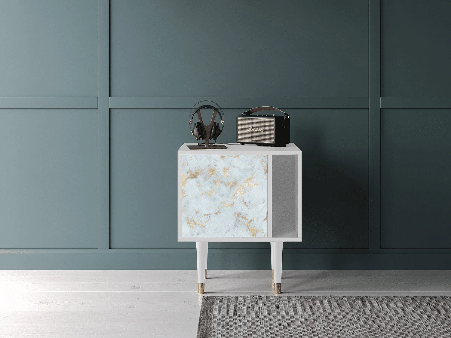 Nachtkastje - 57х69х48 cm - S2 - Golden Waves, Wit