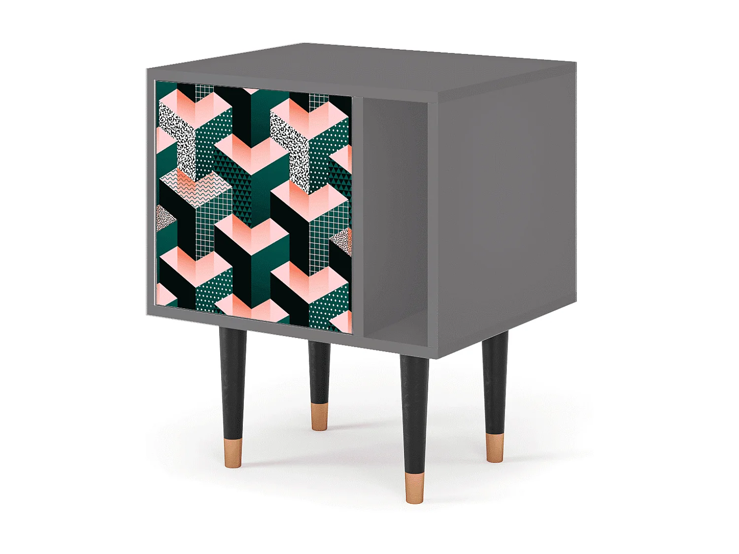 Table de nuit - 57х69х48 cm - S2 - Geometric Madness, Gris