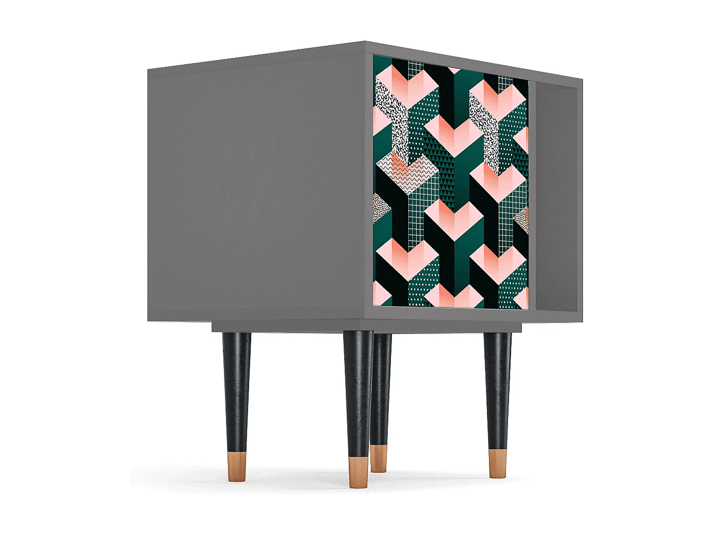 Table de nuit - 57х69х48 cm - S2 - Geometric Madness, Gris