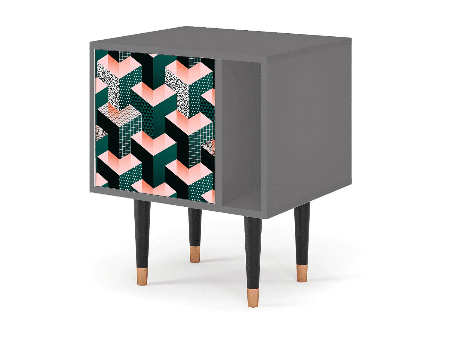 Table de nuit - 57х69х48 cm - S2 - Geometric Madness, Gris