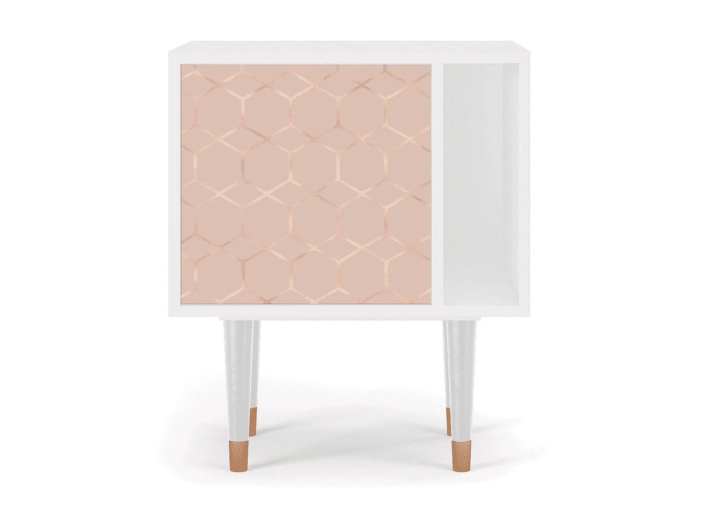 Stolik nocny - 57х69х48 cm - S2 - Rose Honeycomb, Biały