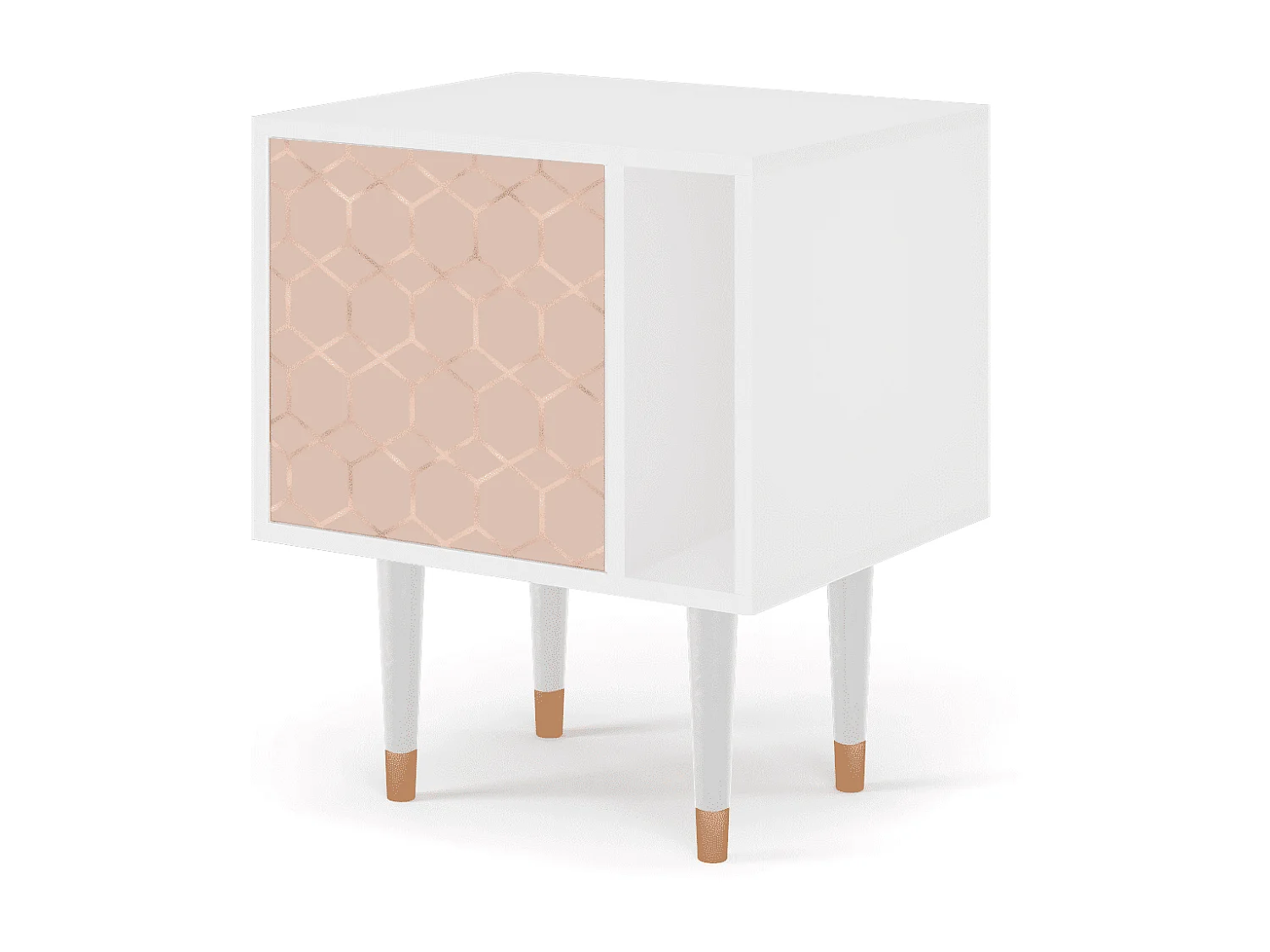 Stolik nocny - 57х69х48 cm - S2 - Rose Honeycomb, Biały