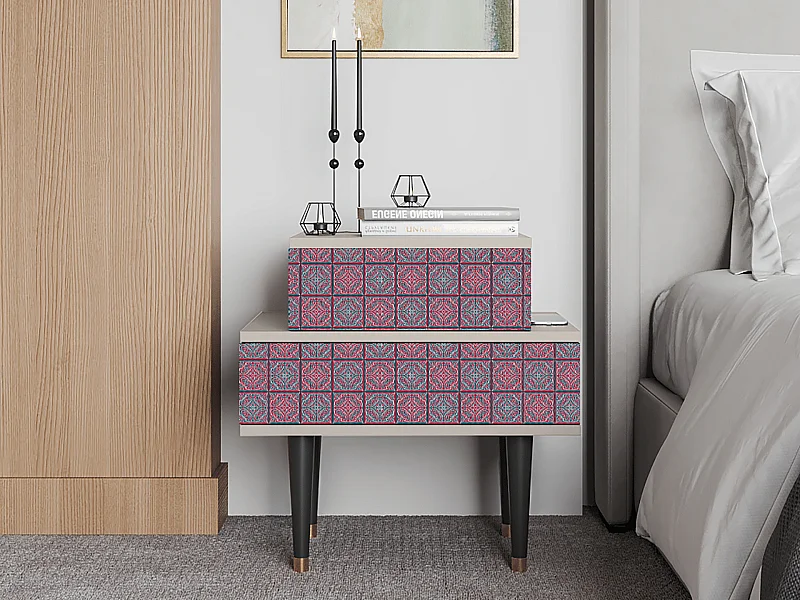 Stolik nocny - 58х58х41 cm - NS1 - Riviera Mosaic, Piaskowy